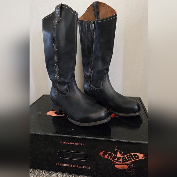 Freebird Leather Western Zip up Handcrafted Boots NIB Black size Women's 11 - Picture 2 of 9